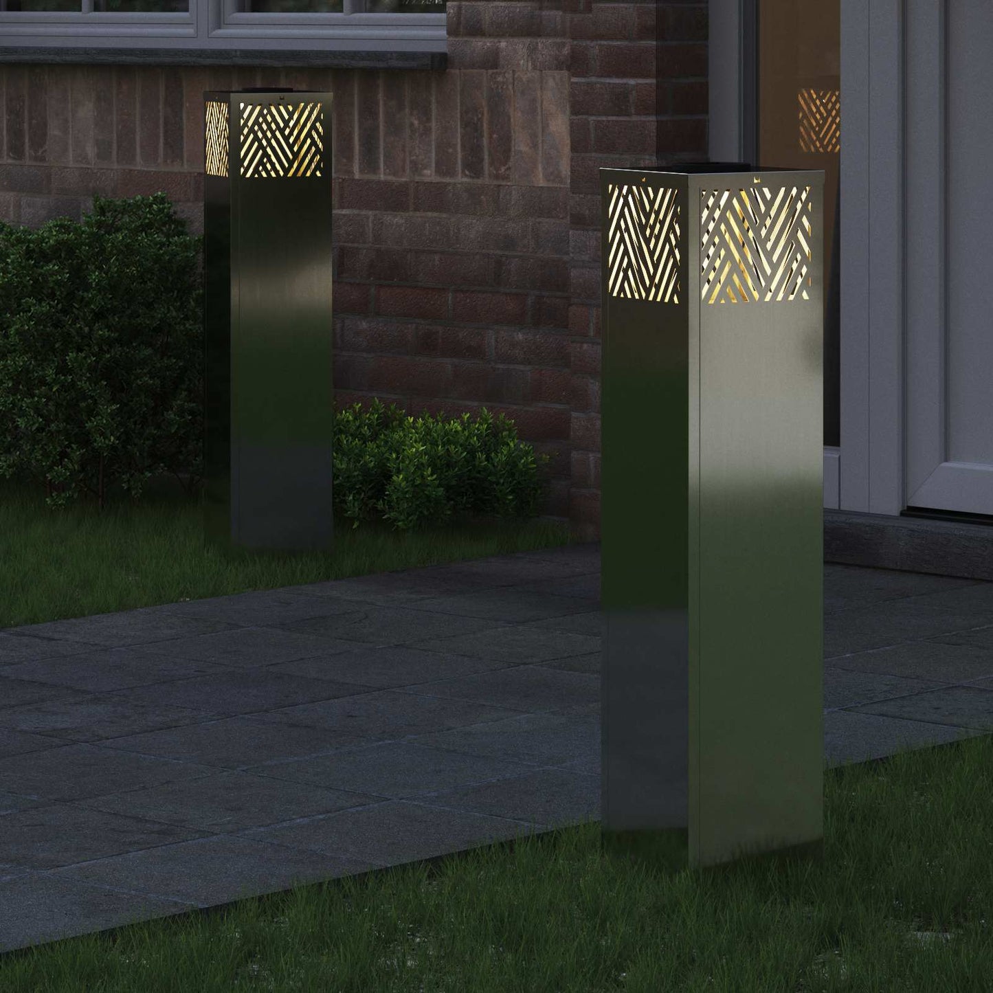 VidaXL éclairage de chemin à LED solaire 2 pcs argent galvanisé