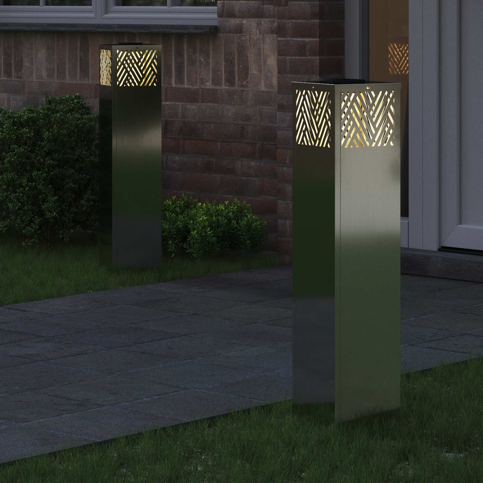 VidaXL éclairage de chemin à LED solaire 2 pcs argent galvanisé