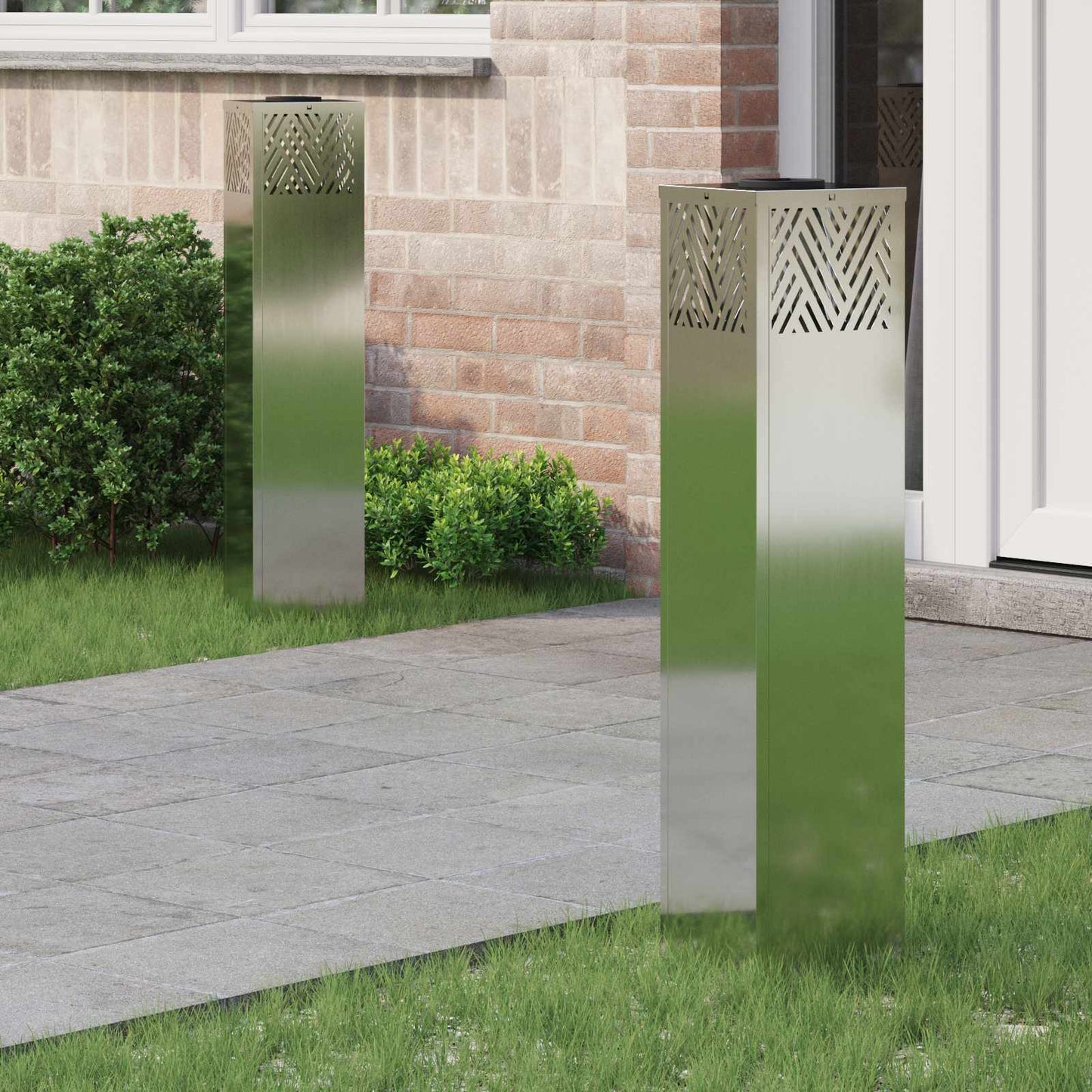 VidaXL éclairage de chemin à LED solaire 2 pcs argent galvanisé