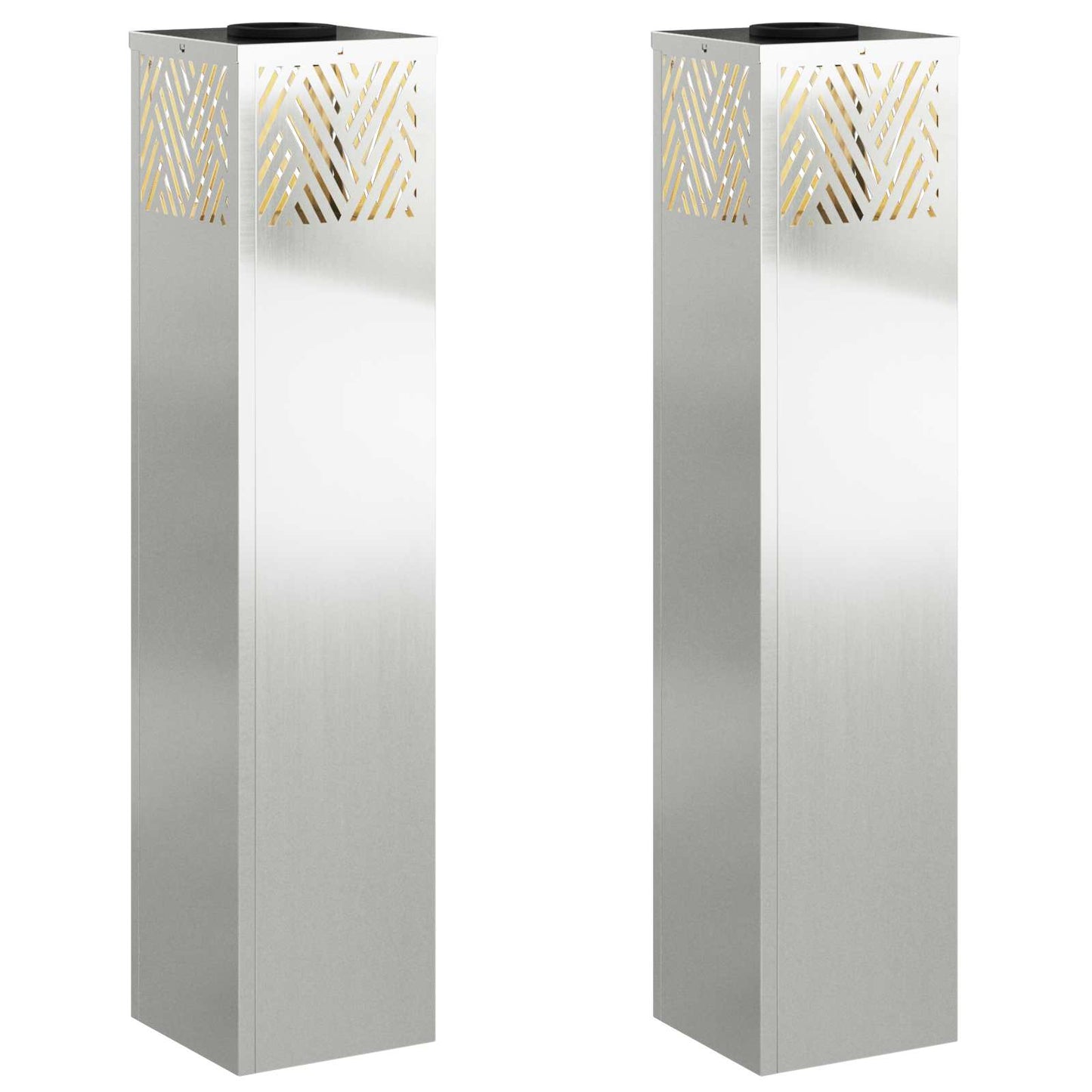 VidaXL éclairage de chemin à LED solaire 2 pcs argent galvanisé