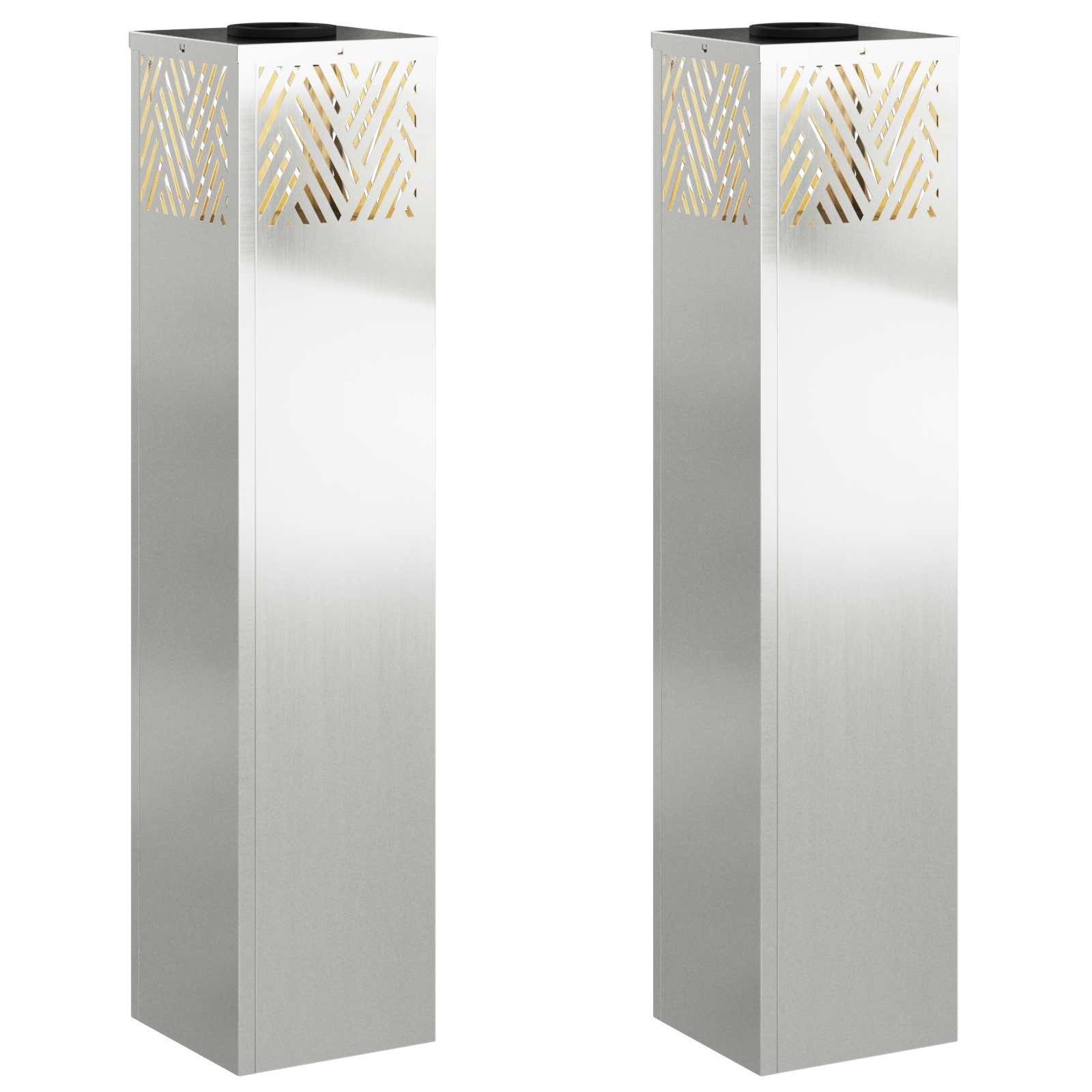 VidaXL éclairage de chemin à LED solaire 2 pcs argent galvanisé