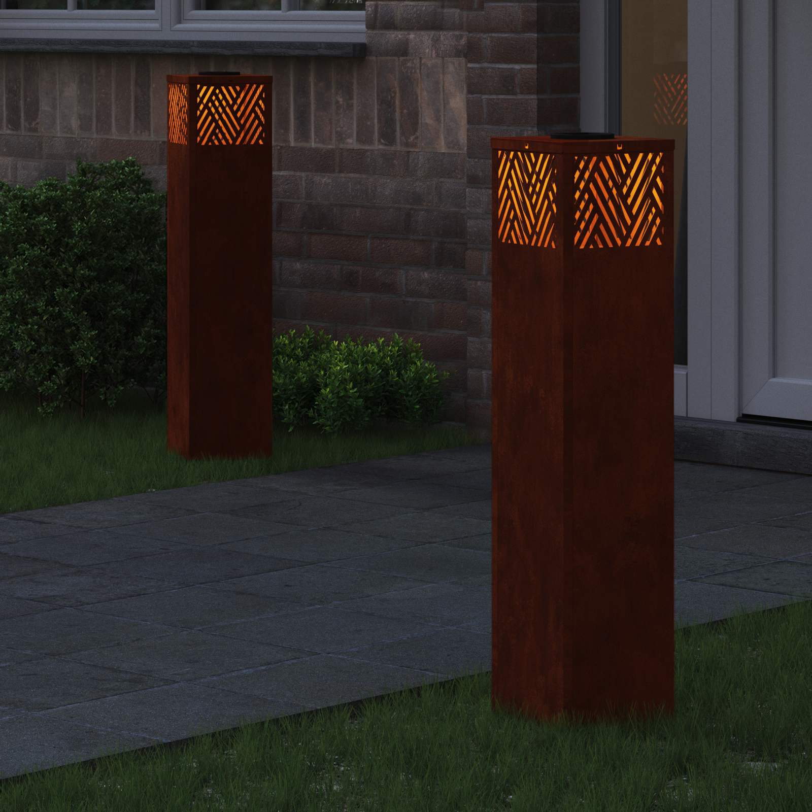 VidaXL éclairage de chemin à LED solaire 2 pcs acier corten bronze