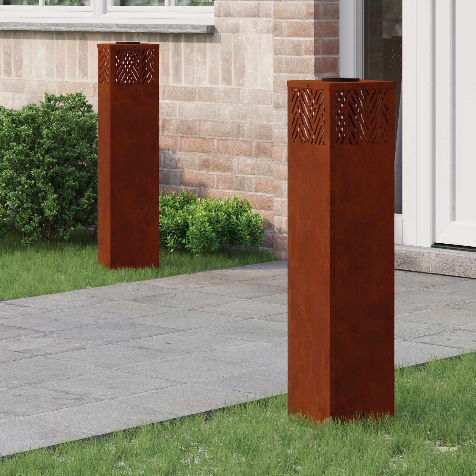 VidaXL éclairage de chemin à LED solaire 2 pcs acier corten bronze