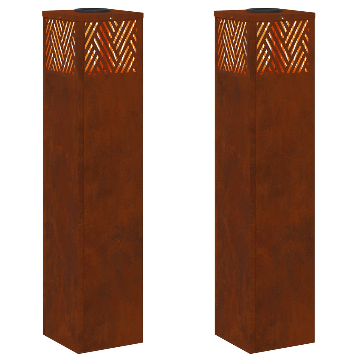 VidaXL éclairage de chemin à LED solaire 2 pcs acier corten bronze