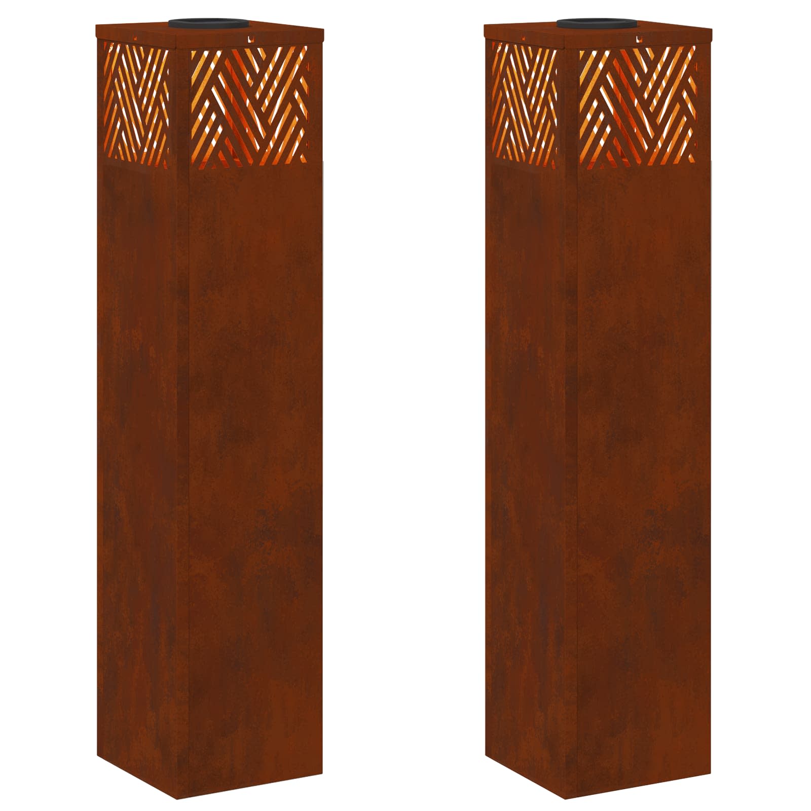 VidaXL éclairage de chemin à LED solaire 2 pcs acier corten bronze