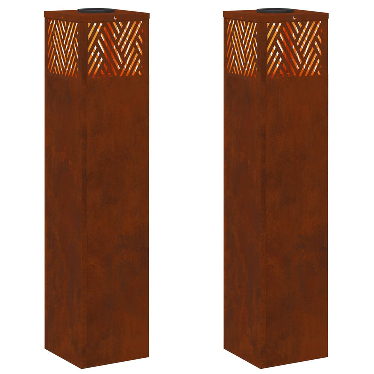 VidaXL éclairage de chemin à LED solaire 2 pcs acier corten bronze