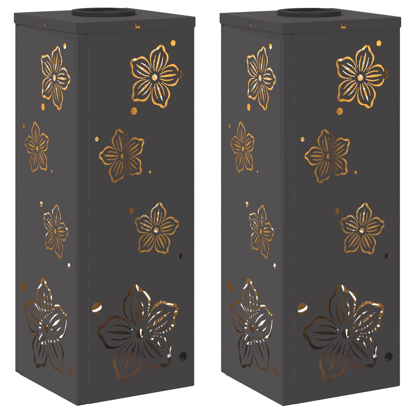 VidaXL éclairage de chemin LED solaire 2 pcs acier laminé à froid noir