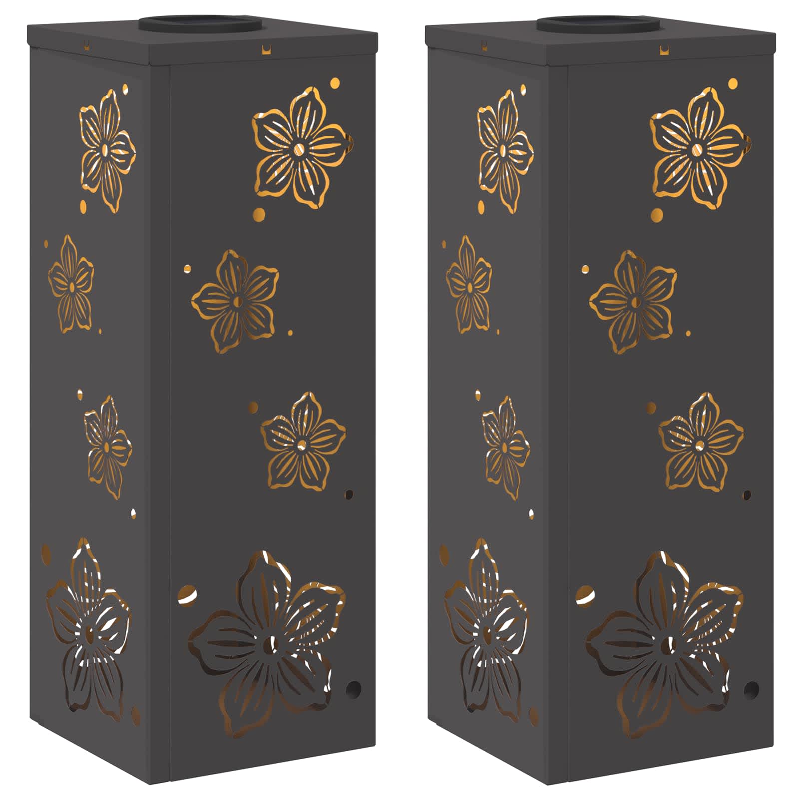 VidaXL éclairage de chemin LED solaire 2 pcs acier laminé à froid noir