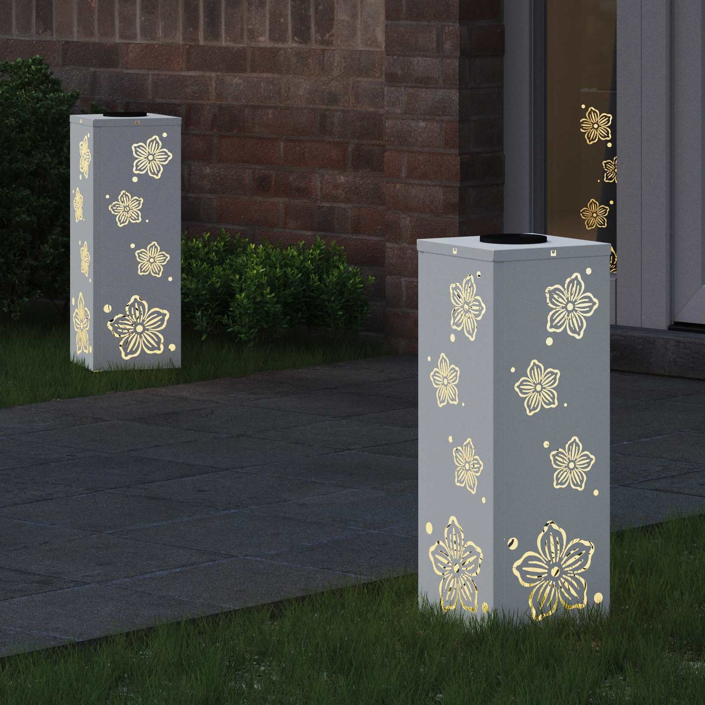 VidaXL éclairage de chemin à LED solaire 2 pcs acier laminé à froid blanc