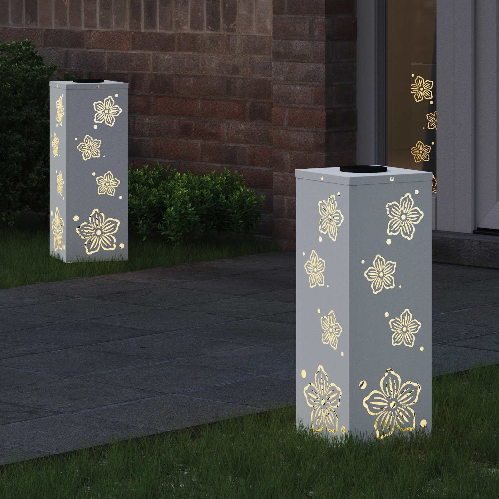 VidaXL éclairage de chemin à LED solaire 2 pcs acier laminé à froid blanc