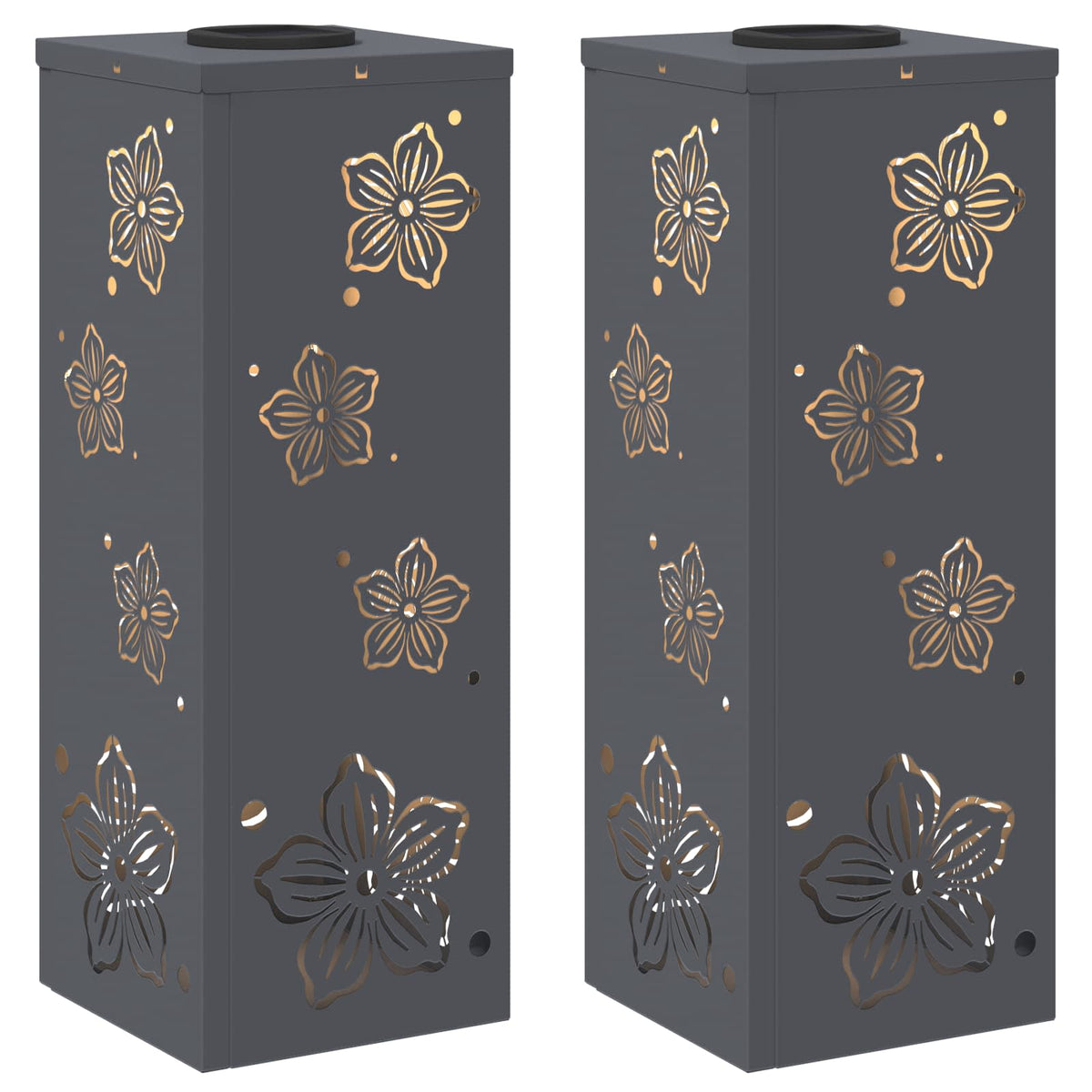 VidaXL éclairage de chemin à LED solaire 2 pcs acier laminé à froid anthracite