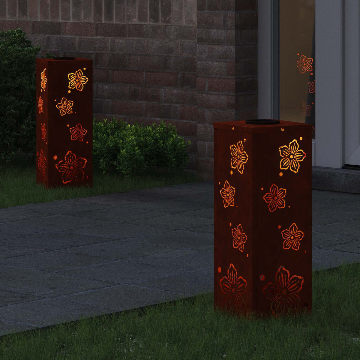 VidaXL éclairage de chemin à LED solaire 2 pcs acier corten rouillé