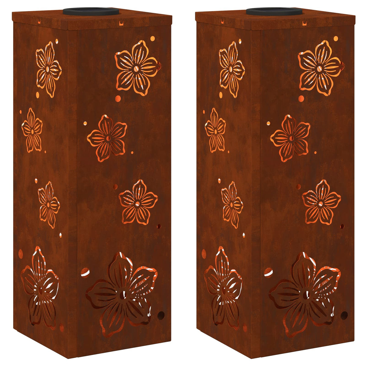 VidaXL éclairage de chemin à LED solaire 2 pcs acier corten rouillé