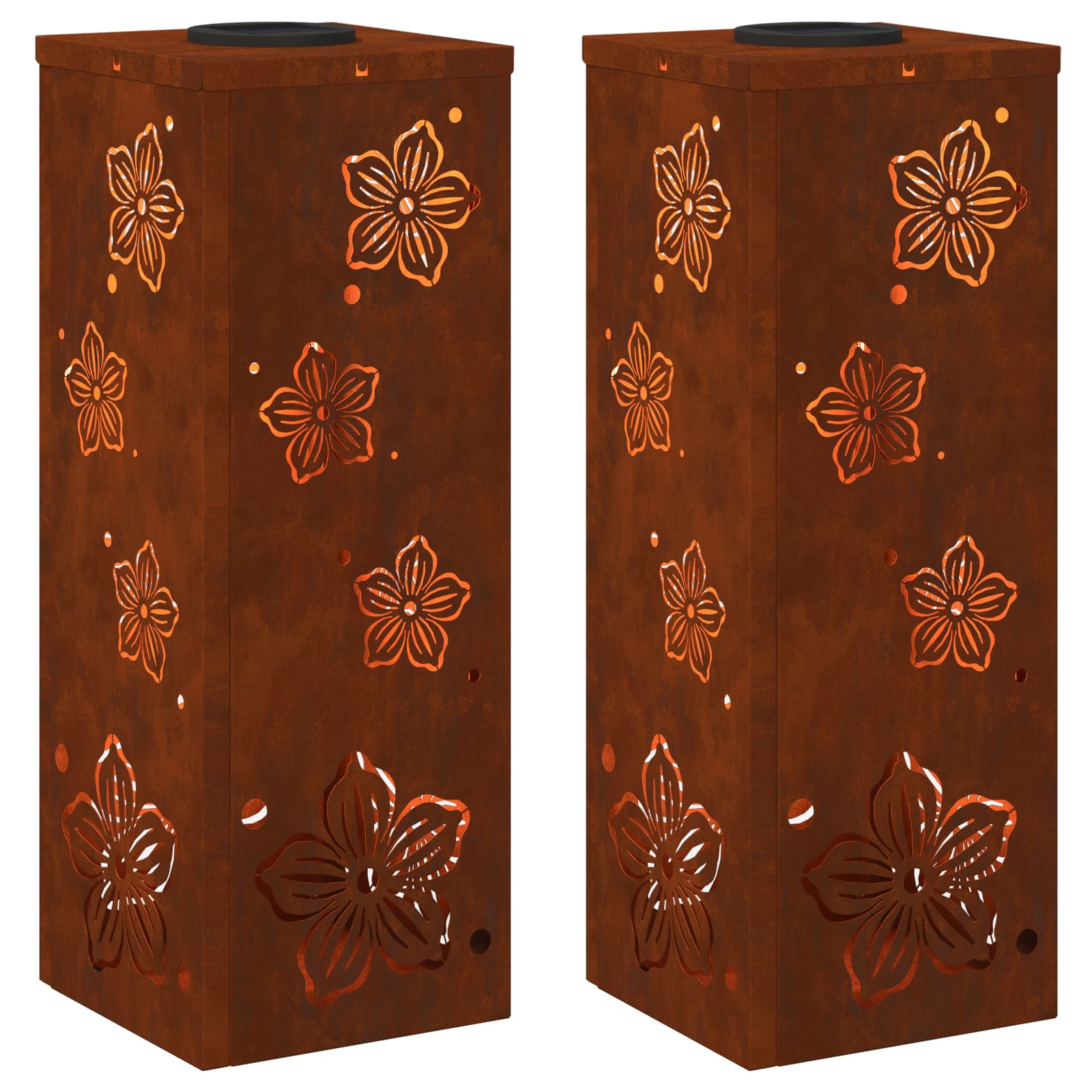 VidaXL éclairage de chemin à LED solaire 2 pcs acier corten rouillé