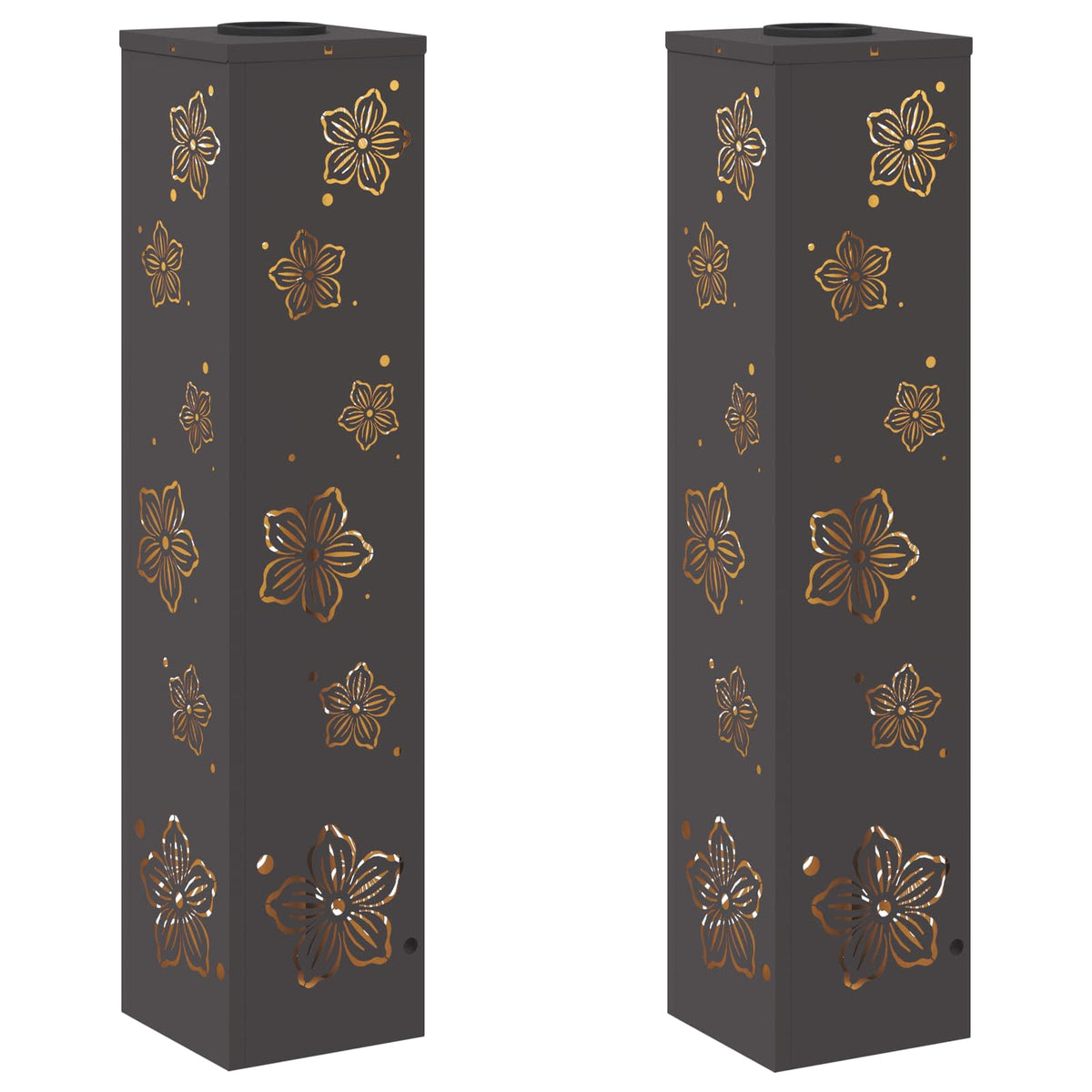 VidaXL éclairage de chemin LED solaire 2 pcs acier laminé à froid noir