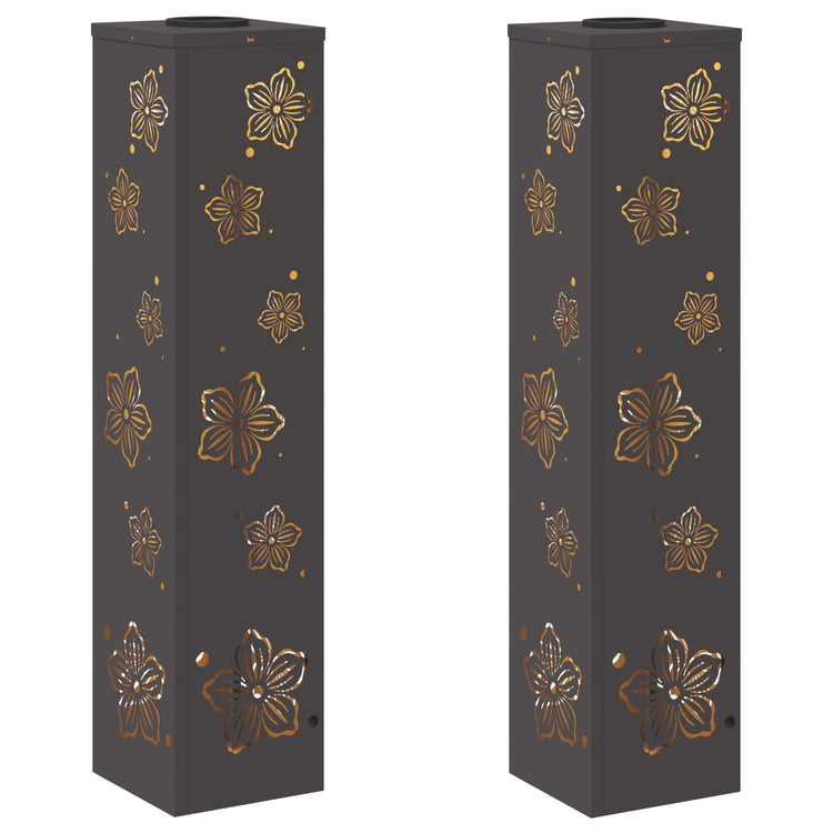 VidaXL éclairage de chemin LED solaire 2 pcs acier laminé à froid noir
