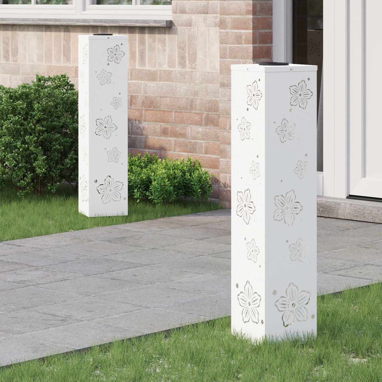 VidaXL éclairage de chemin à LED solaire 2 pcs acier laminé à froid blanc