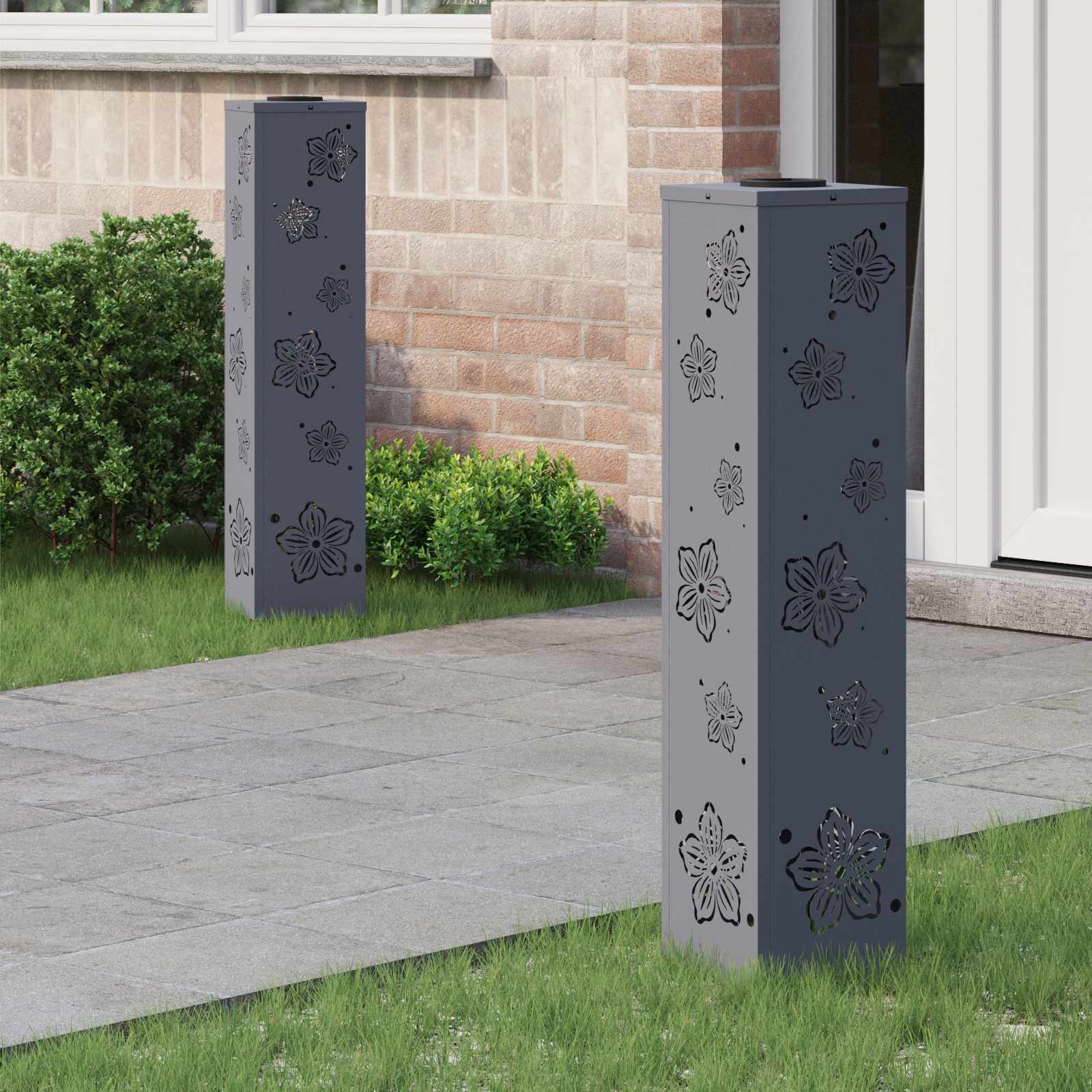 VidaXL éclairage de chemin à LED solaire 2 pcs acier laminé à froid anthracite