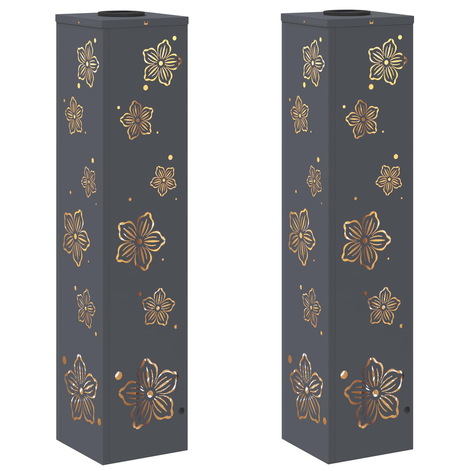 VidaXL éclairage de chemin à LED solaire 2 pcs acier laminé à froid anthracite