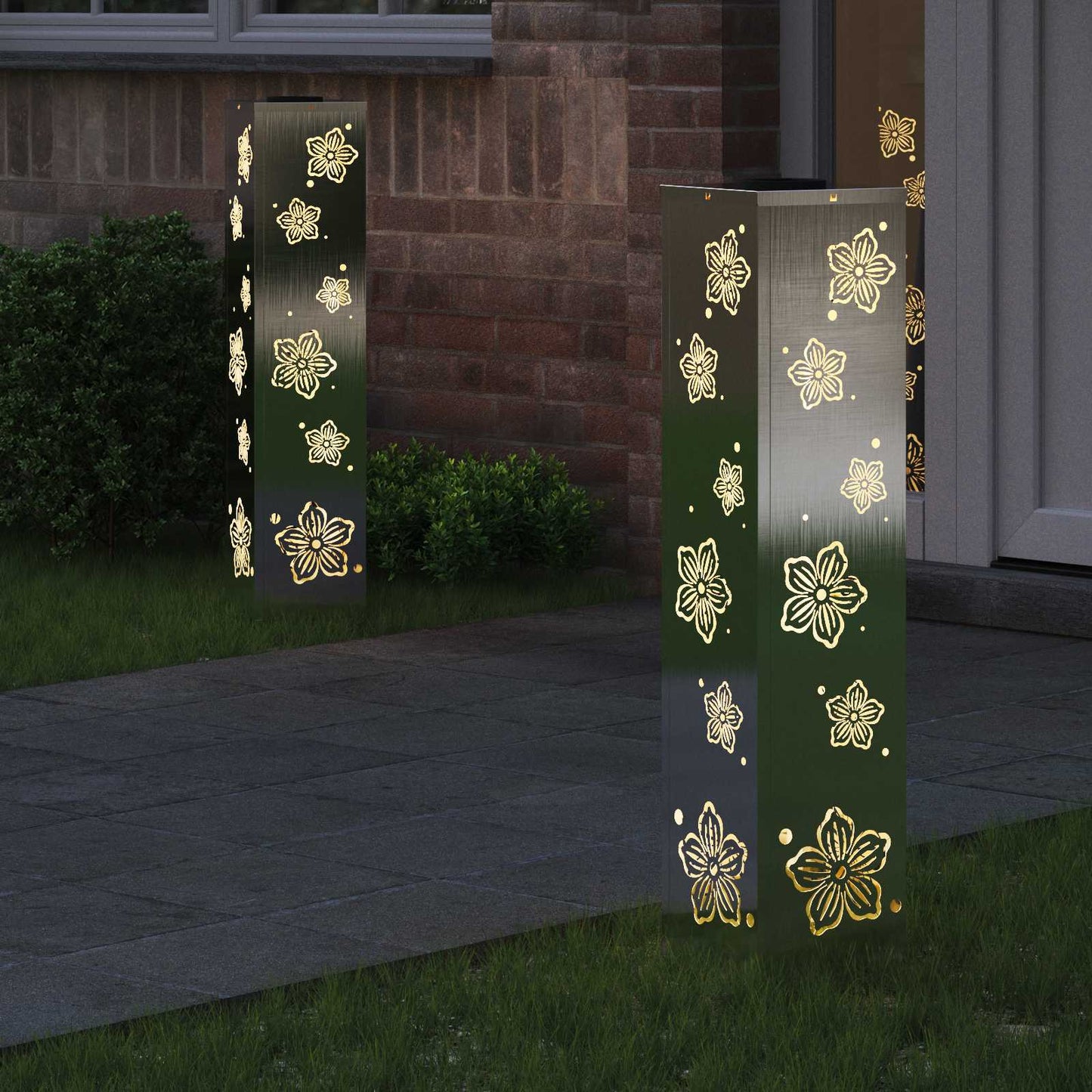 VidaXL éclairage de chemin LED solaire 2 pcs argent acier inoxydable