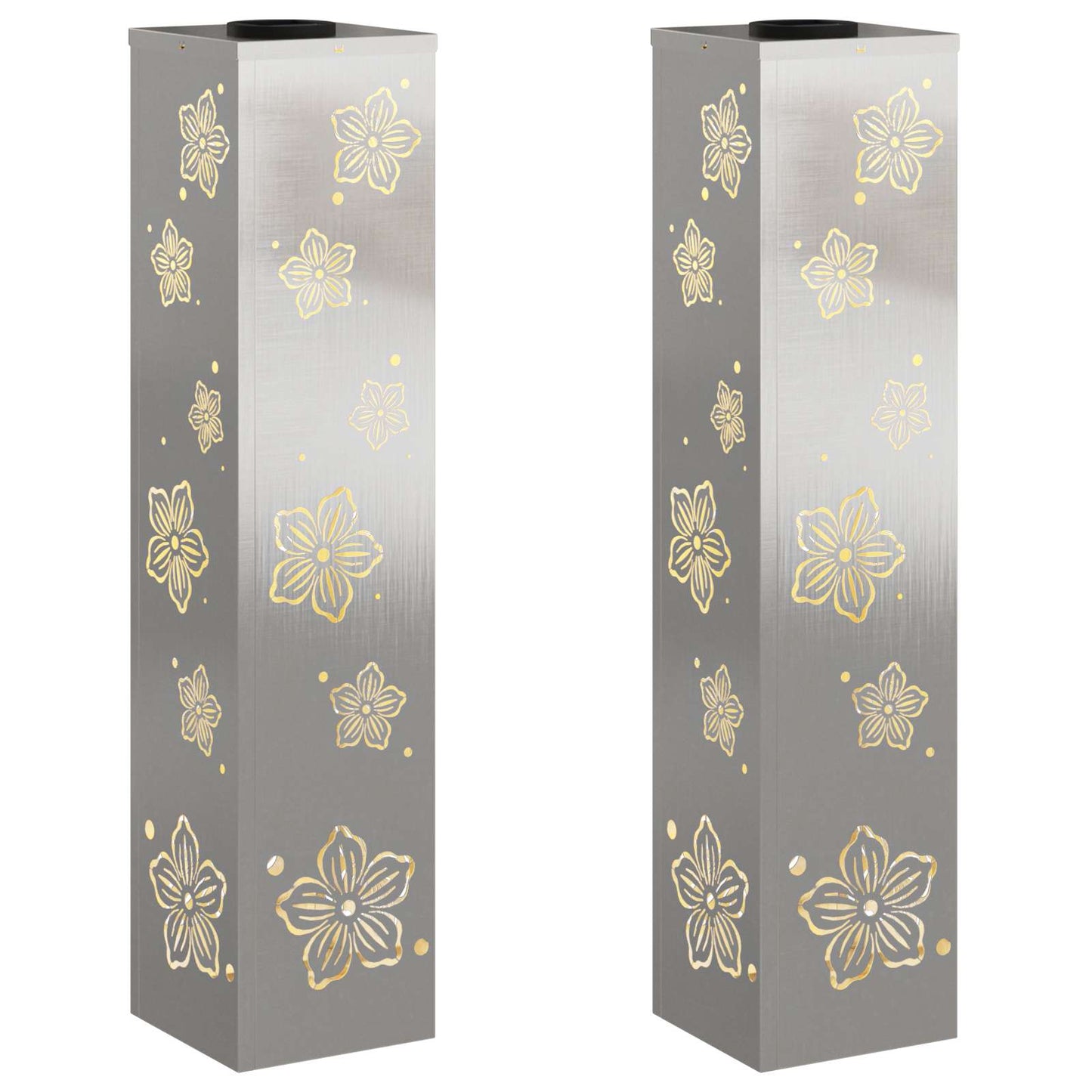 VidaXL éclairage de chemin LED solaire 2 pcs argent acier inoxydable