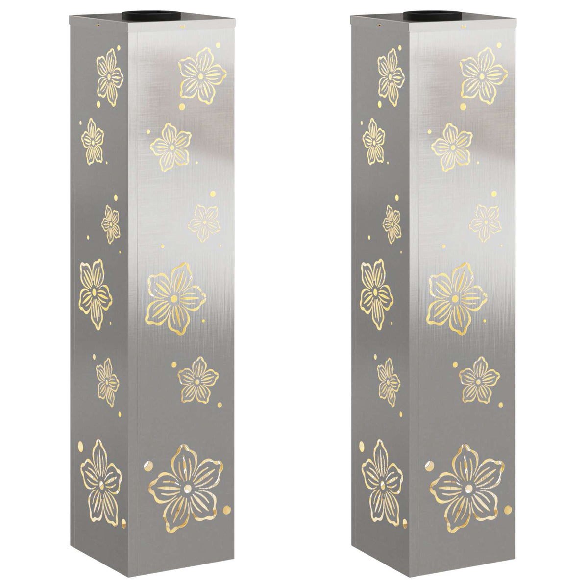 VidaXL éclairage de chemin LED solaire 2 pcs argent acier inoxydable