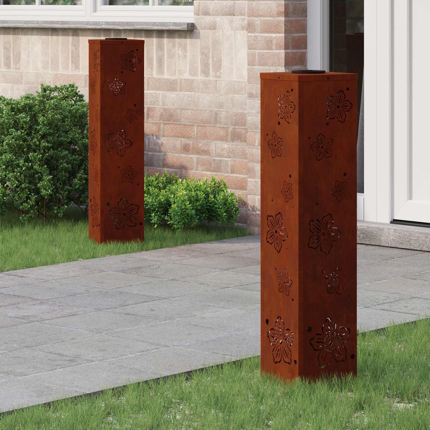 VidaXL éclairage de chemin à LED solaire 2 pcs acier corten rouillé