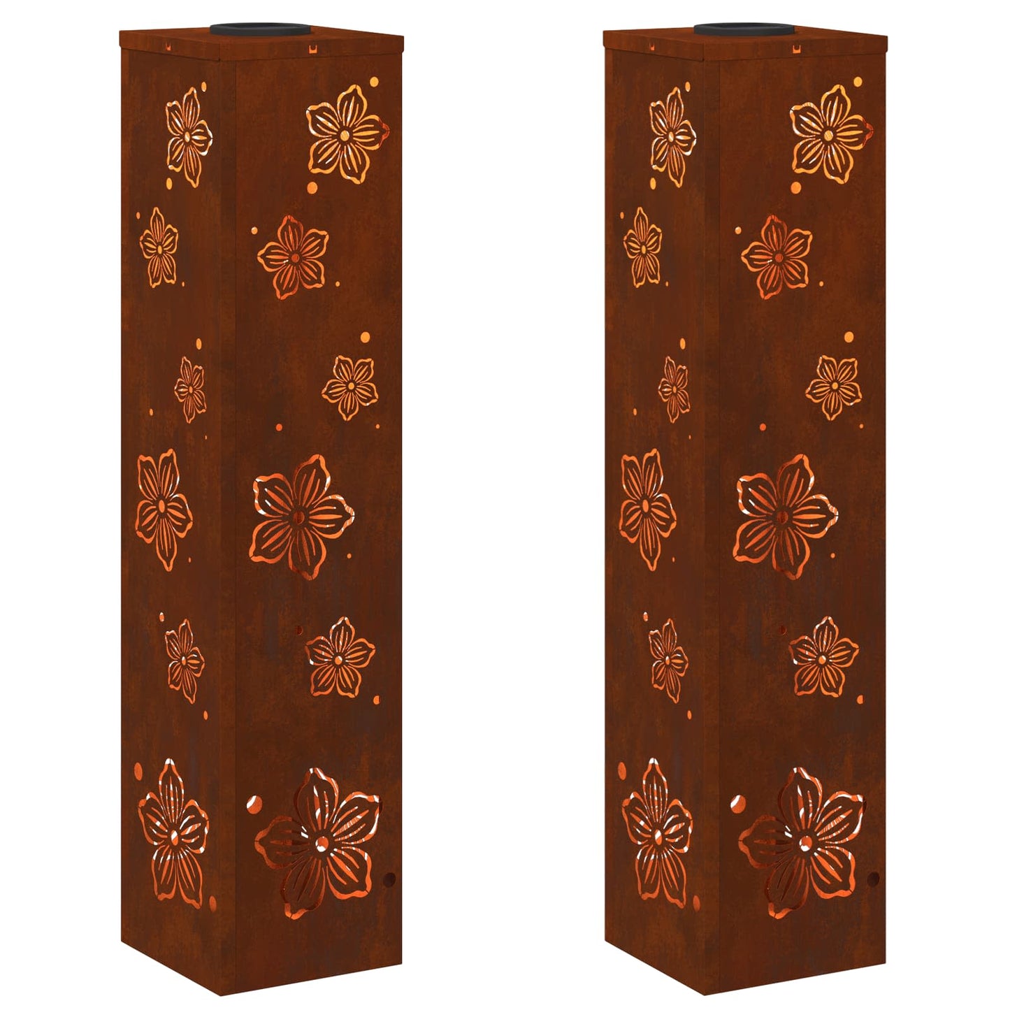 VidaXL éclairage de chemin à LED solaire 2 pcs acier corten rouillé