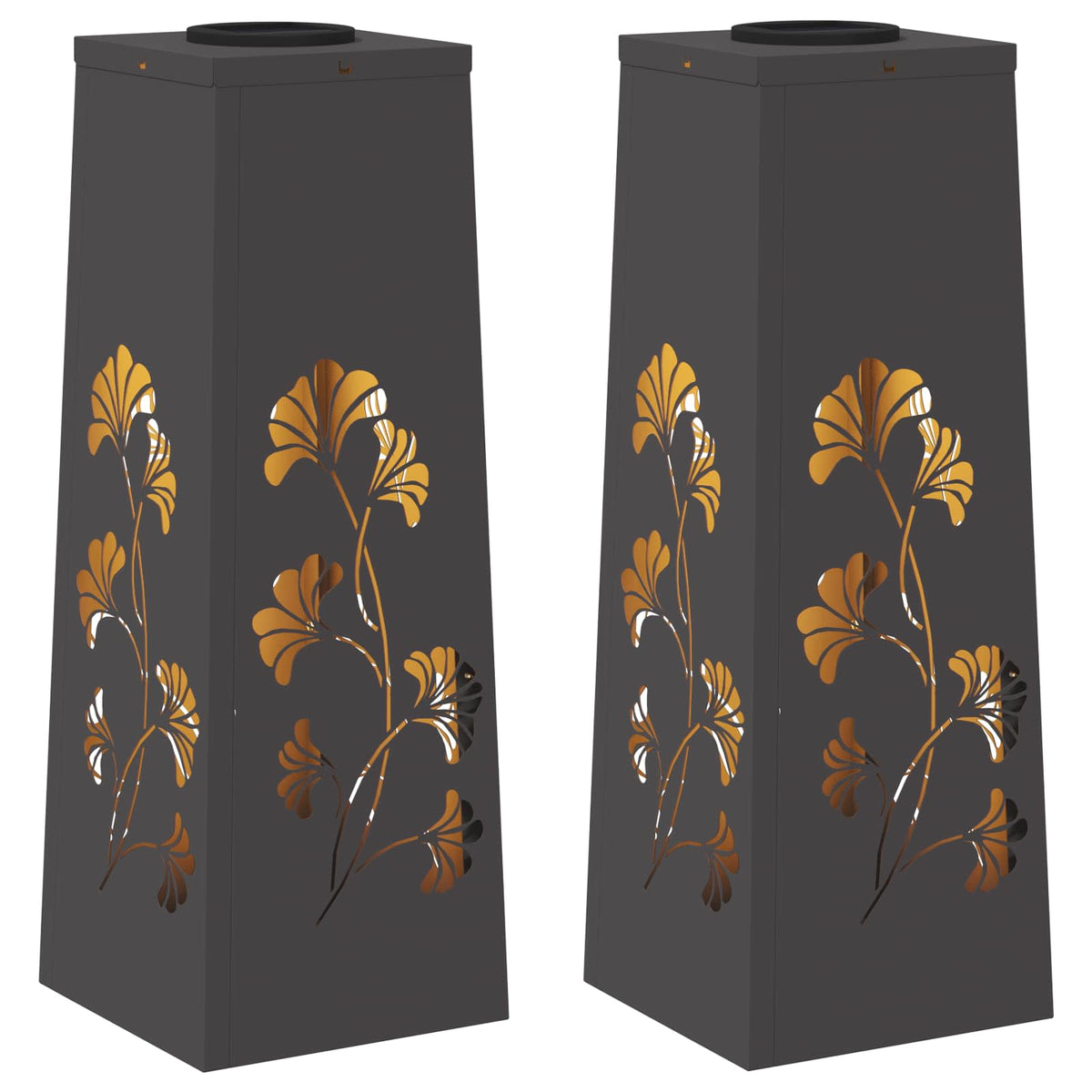 VidaXL éclairage de chemin LED solaire 2 pcs acier laminé à froid noir