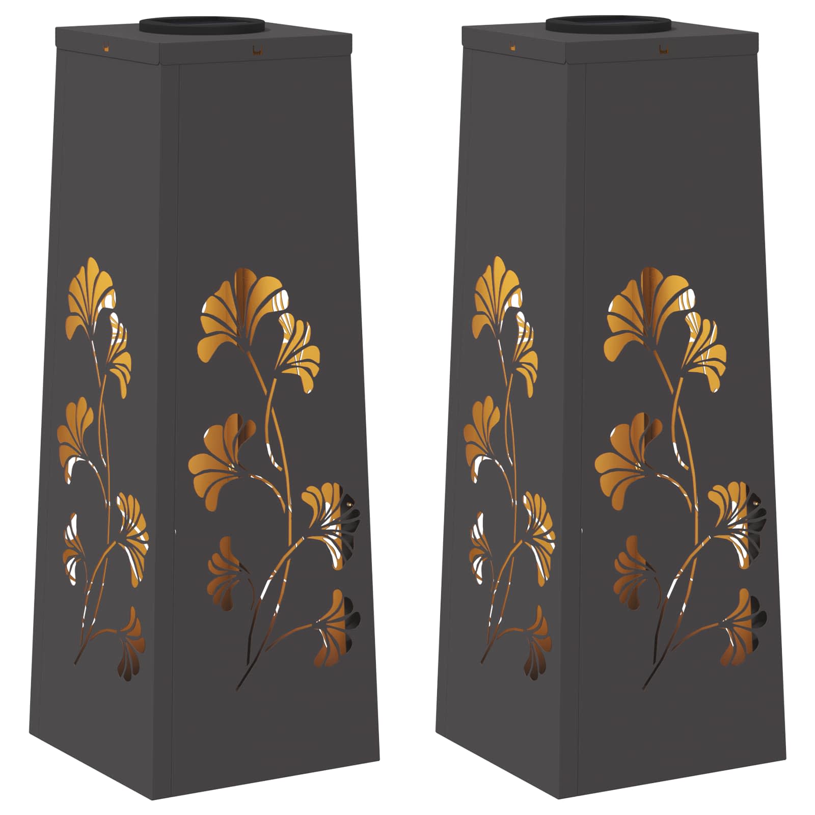 VidaXL éclairage de chemin LED solaire 2 pcs acier laminé à froid noir