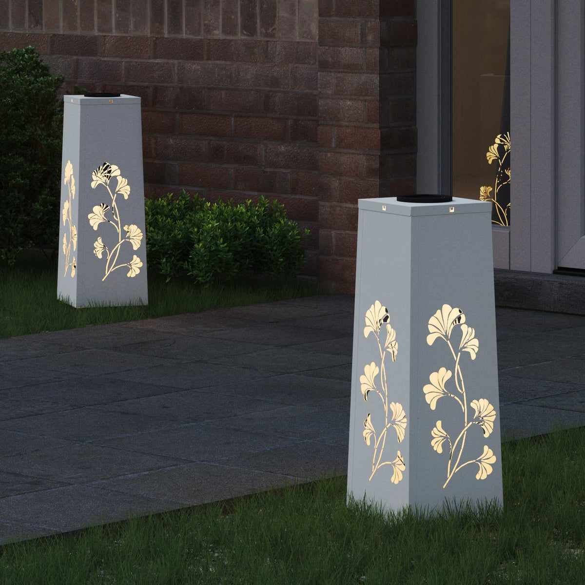 VidaXL éclairage de chemin à LED solaire 2 pcs acier laminé à froid blanc