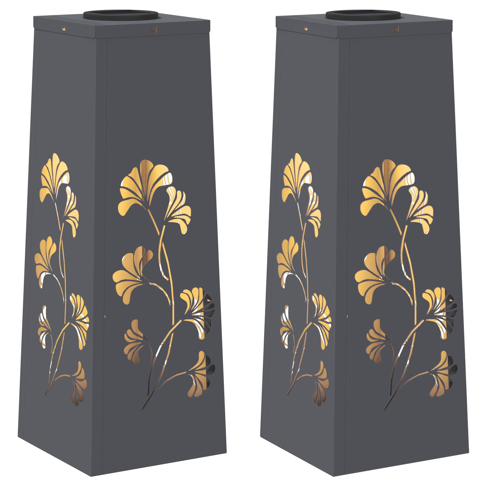 VidaXL éclairage de chemin à LED solaire 2 pcs acier laminé à froid anthracite