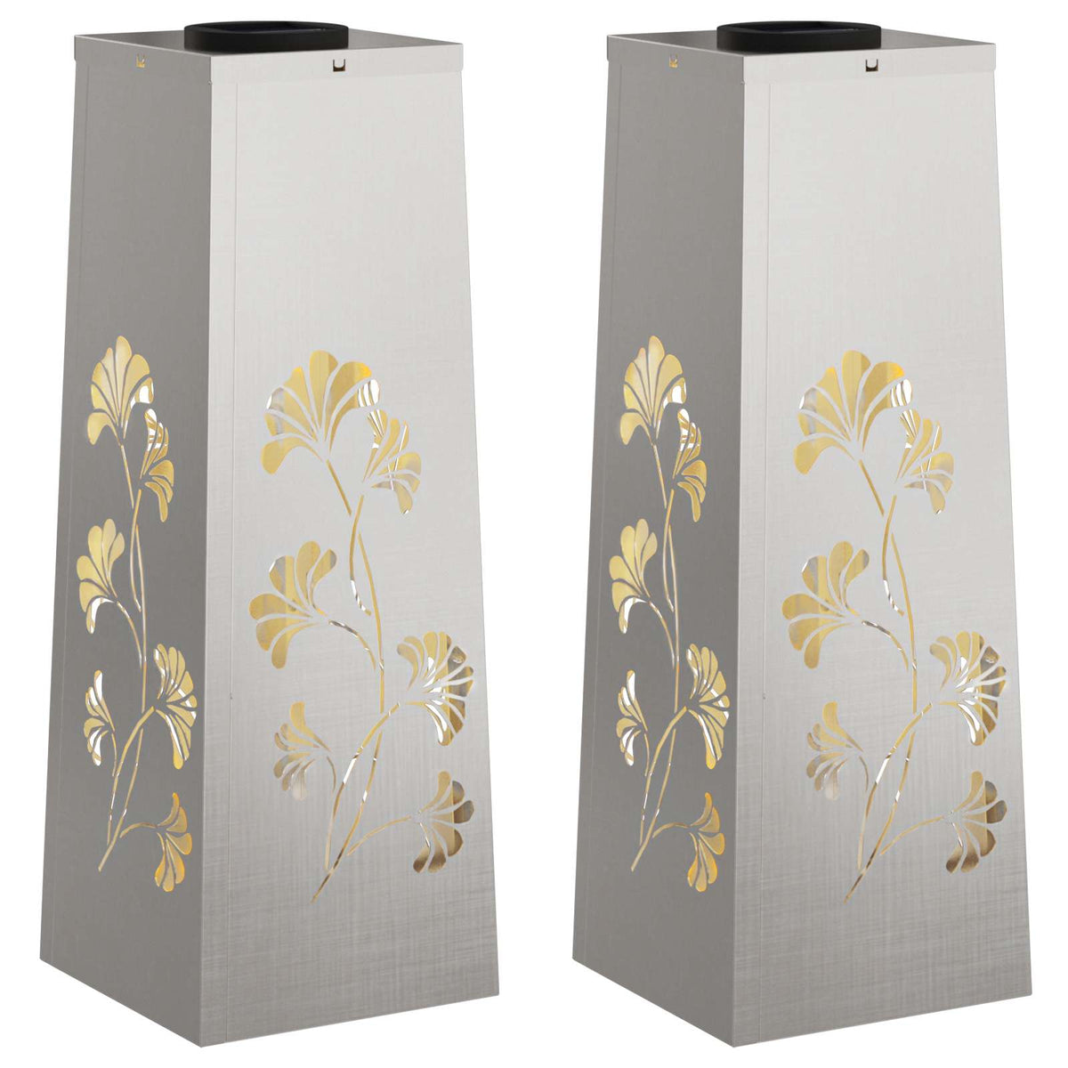 VidaXL éclairage de chemin LED solaire 2 pcs argent acier inoxydable