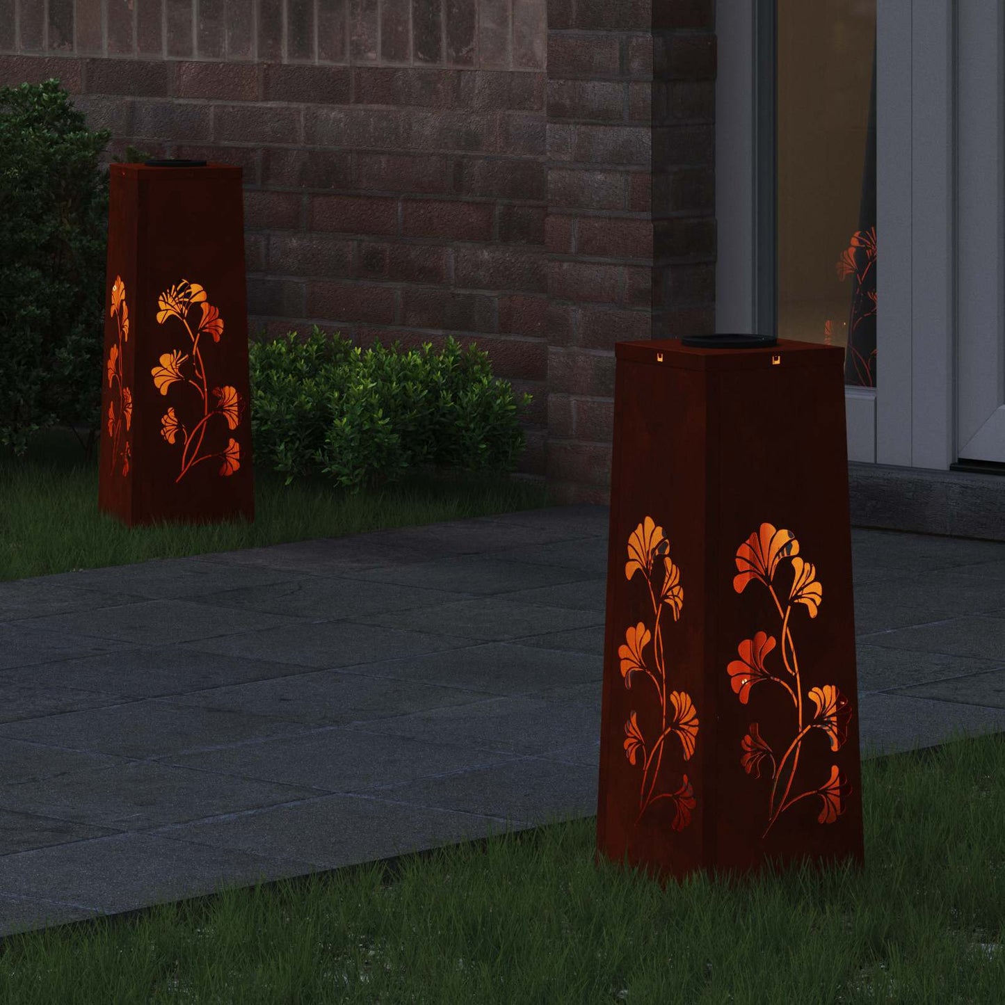 VidaXL éclairage de chemin à LED solaire 2 pcs acier corten rouillé