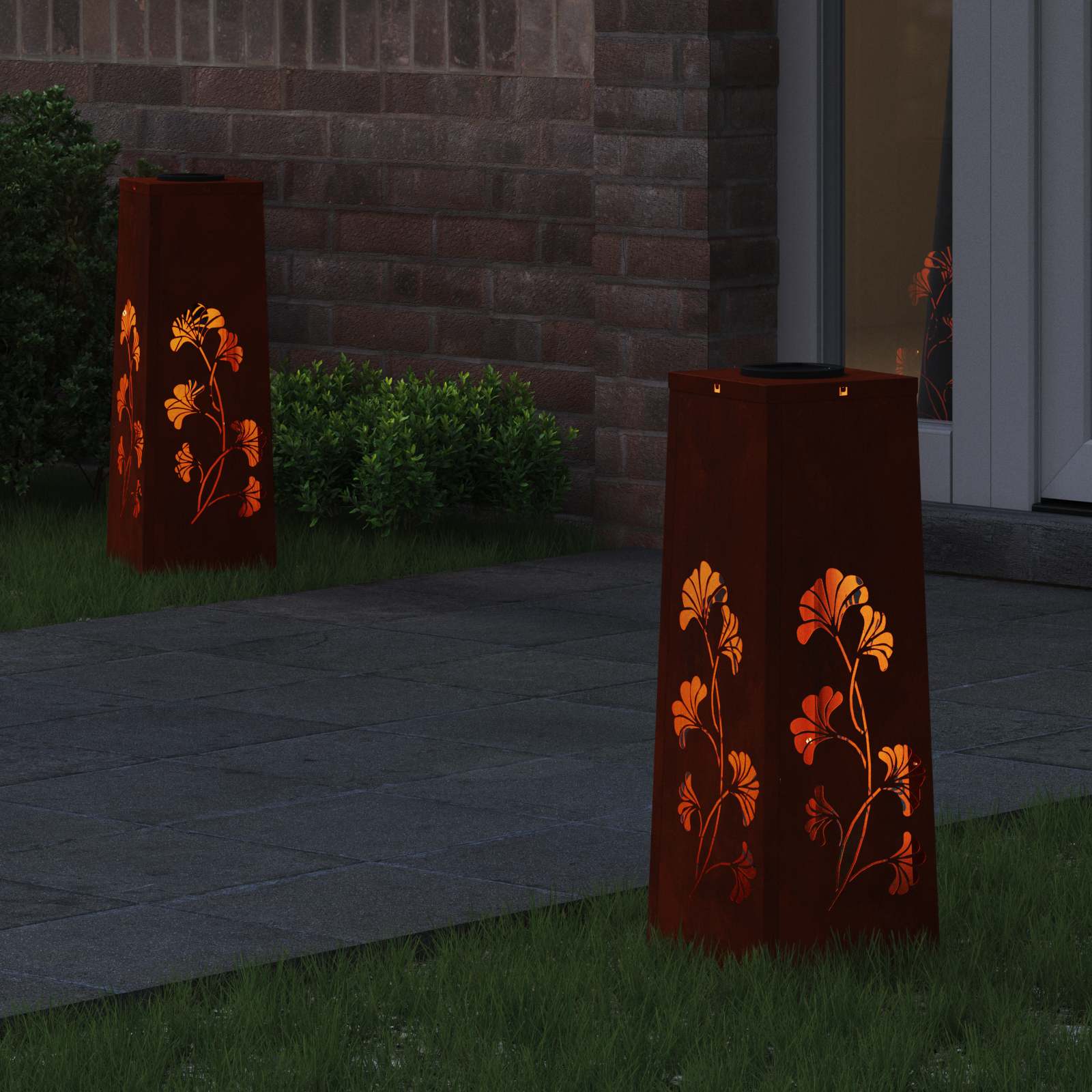 VidaXL éclairage de chemin à LED solaire 2 pcs acier corten rouillé