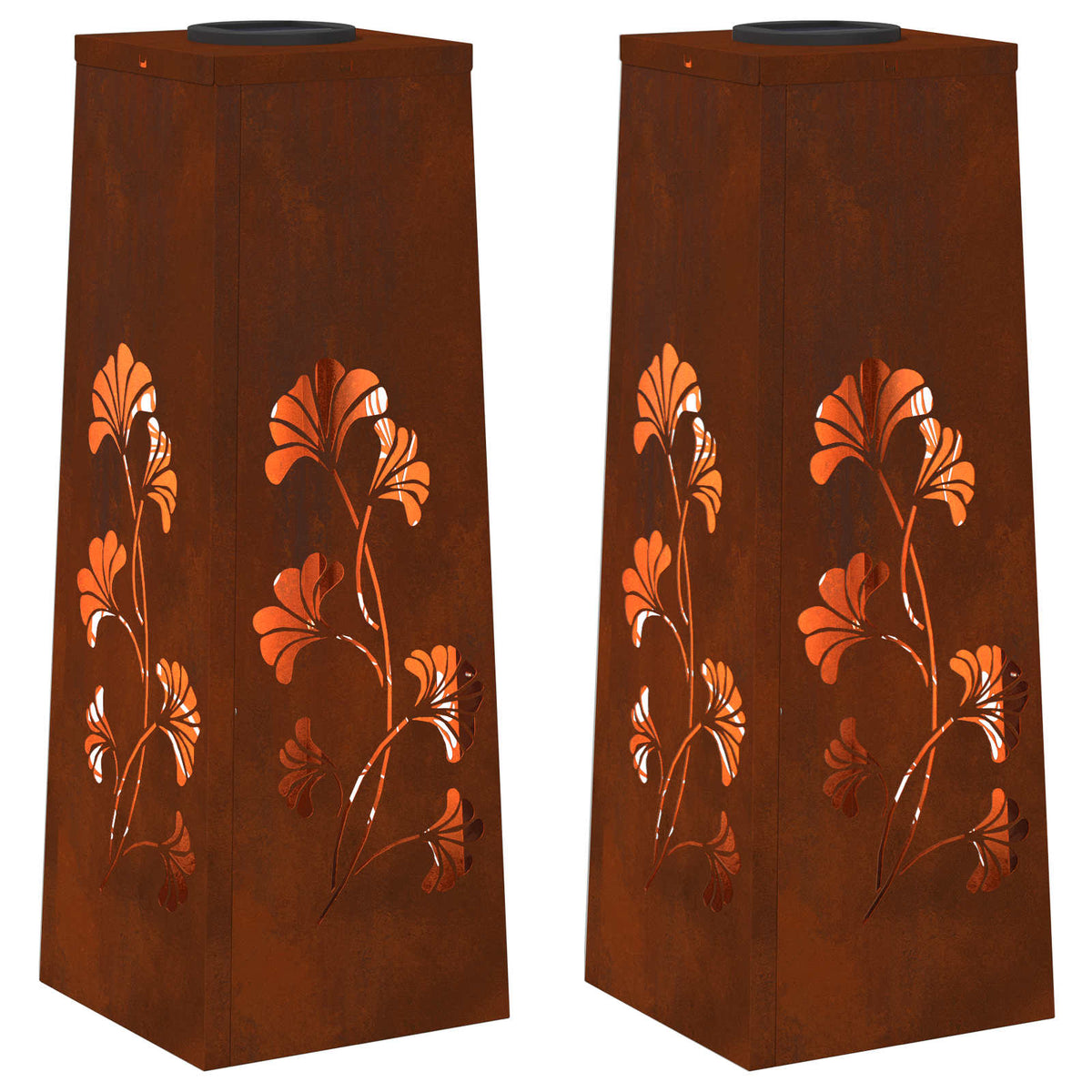 VidaXL éclairage de chemin à LED solaire 2 pcs acier corten rouillé