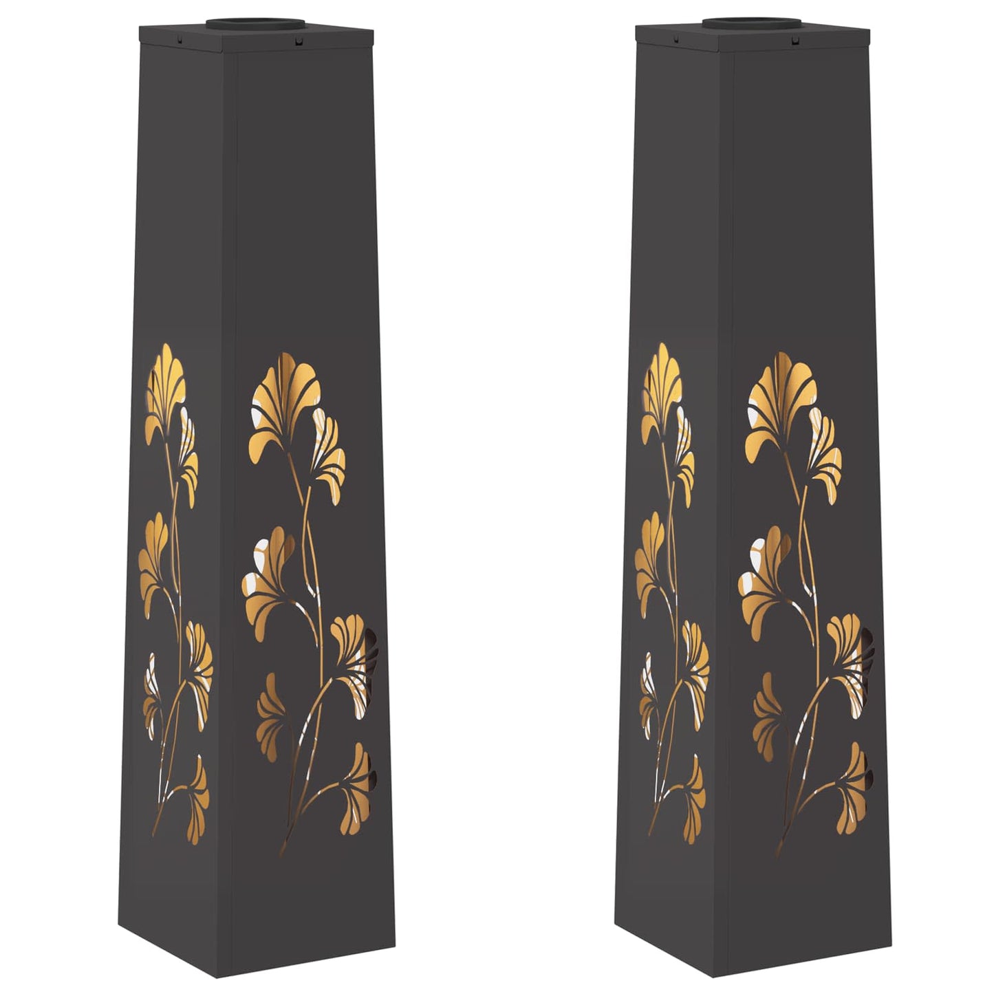 VidaXL éclairage de chemin LED solaire 2 pcs acier laminé à froid noir