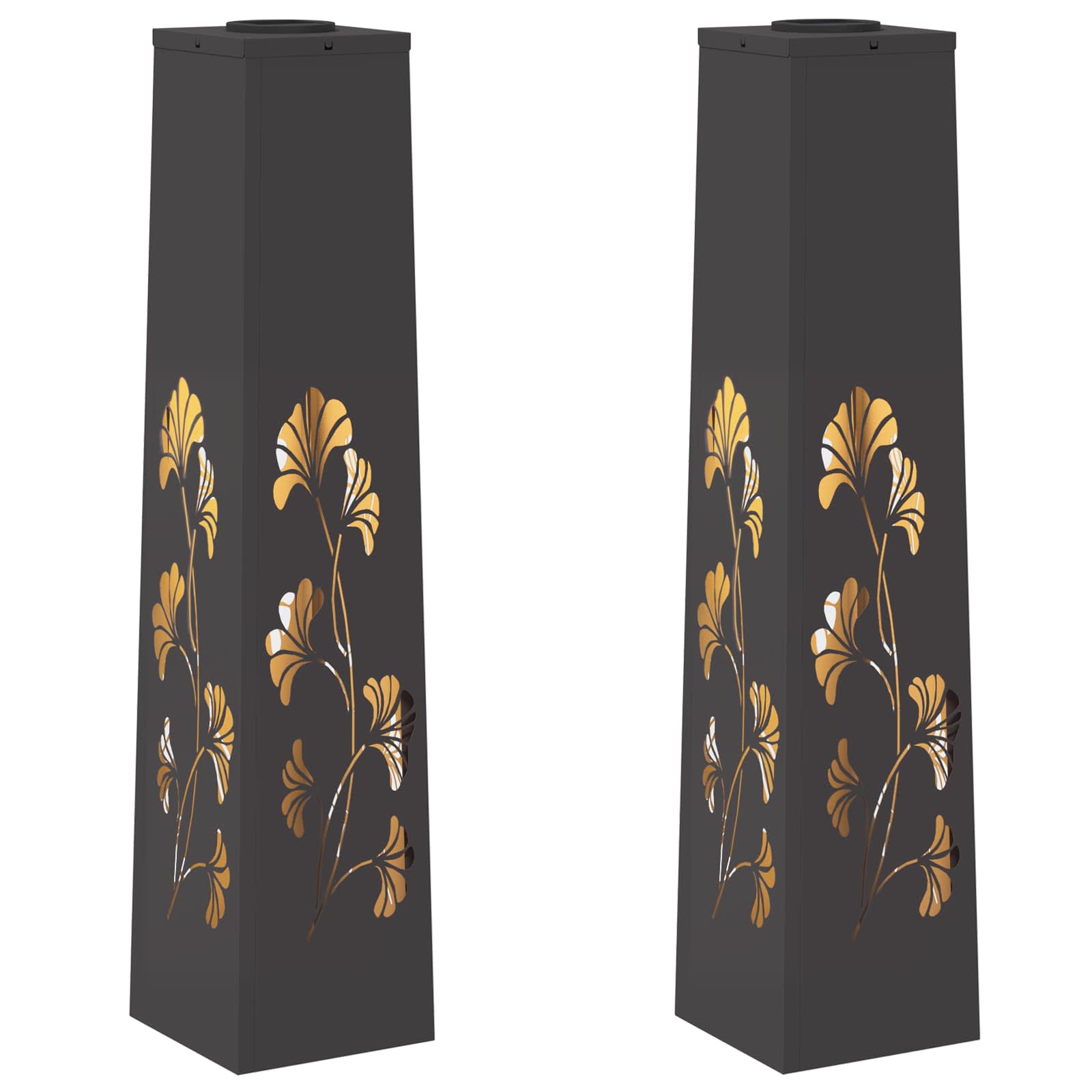 VidaXL éclairage de chemin LED solaire 2 pcs acier laminé à froid noir