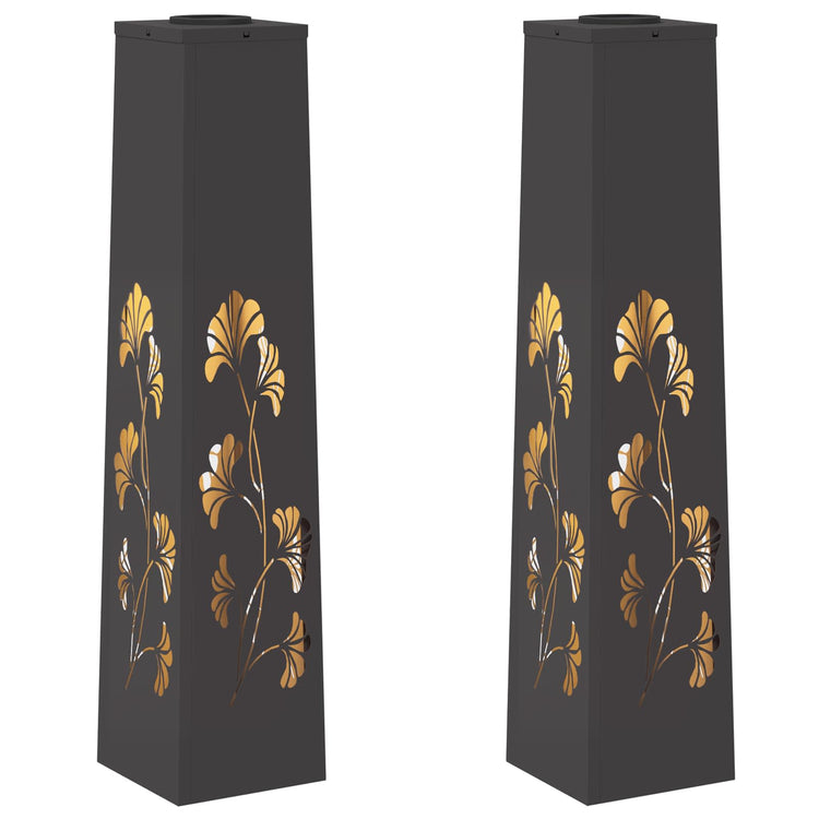 VidaXL éclairage de chemin LED solaire 2 pcs acier laminé à froid noir