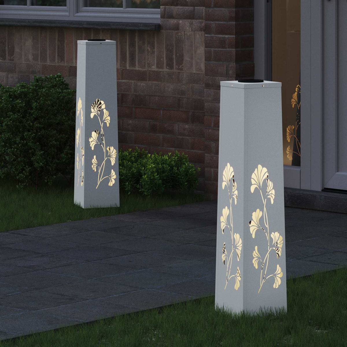 VidaXL éclairage de chemin à LED solaire 2 pcs acier laminé à froid blanc