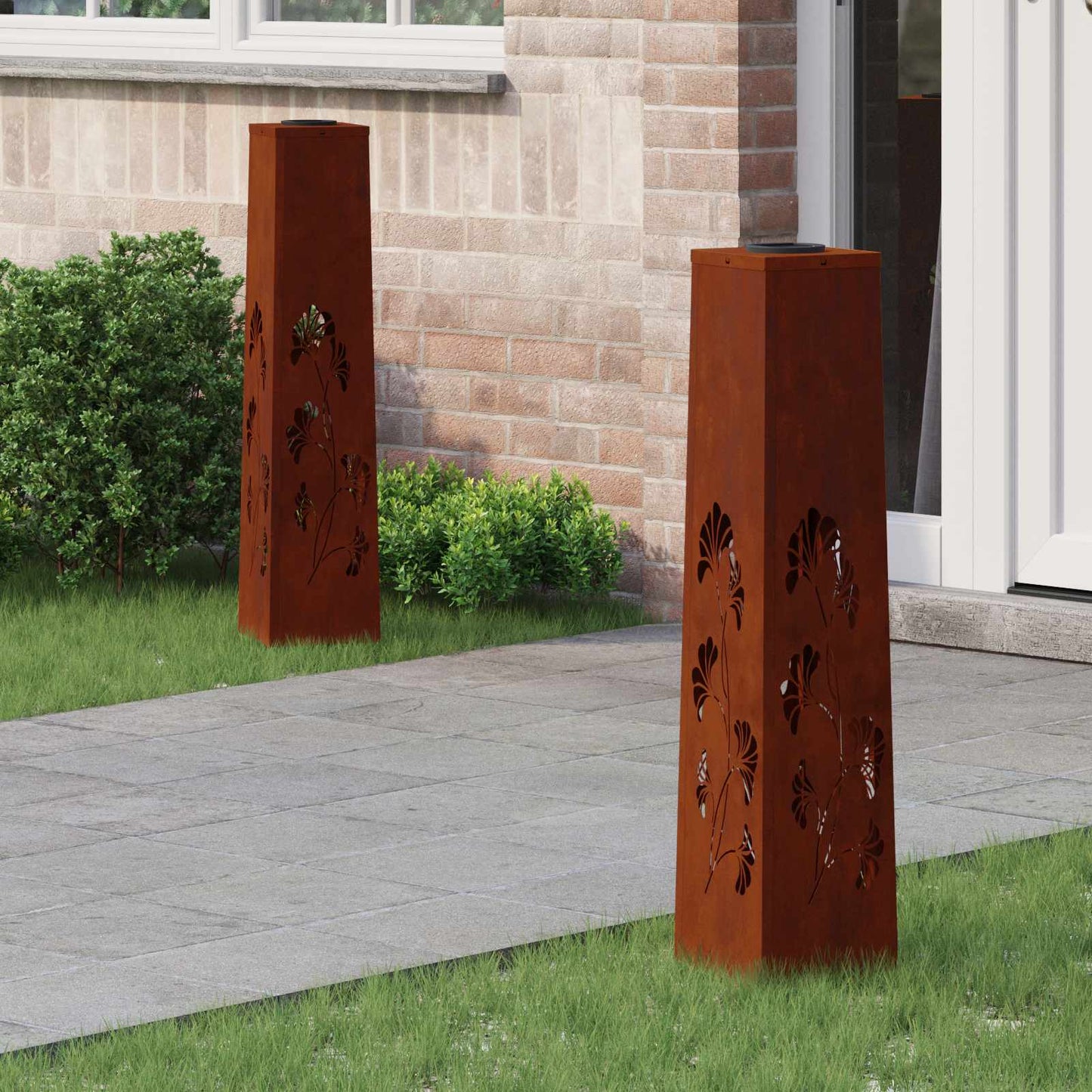 VidaXL éclairage de chemin à LED solaire 2 pcs acier corten rouillé