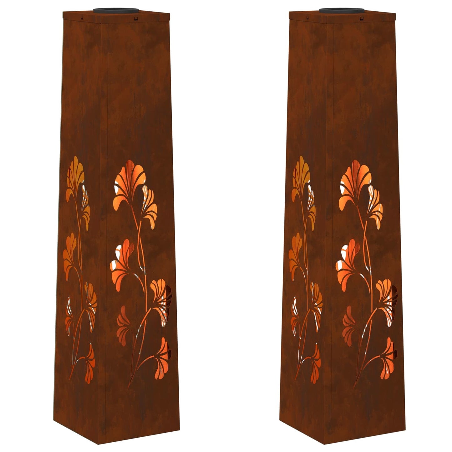 VidaXL éclairage de chemin à LED solaire 2 pcs acier corten rouillé