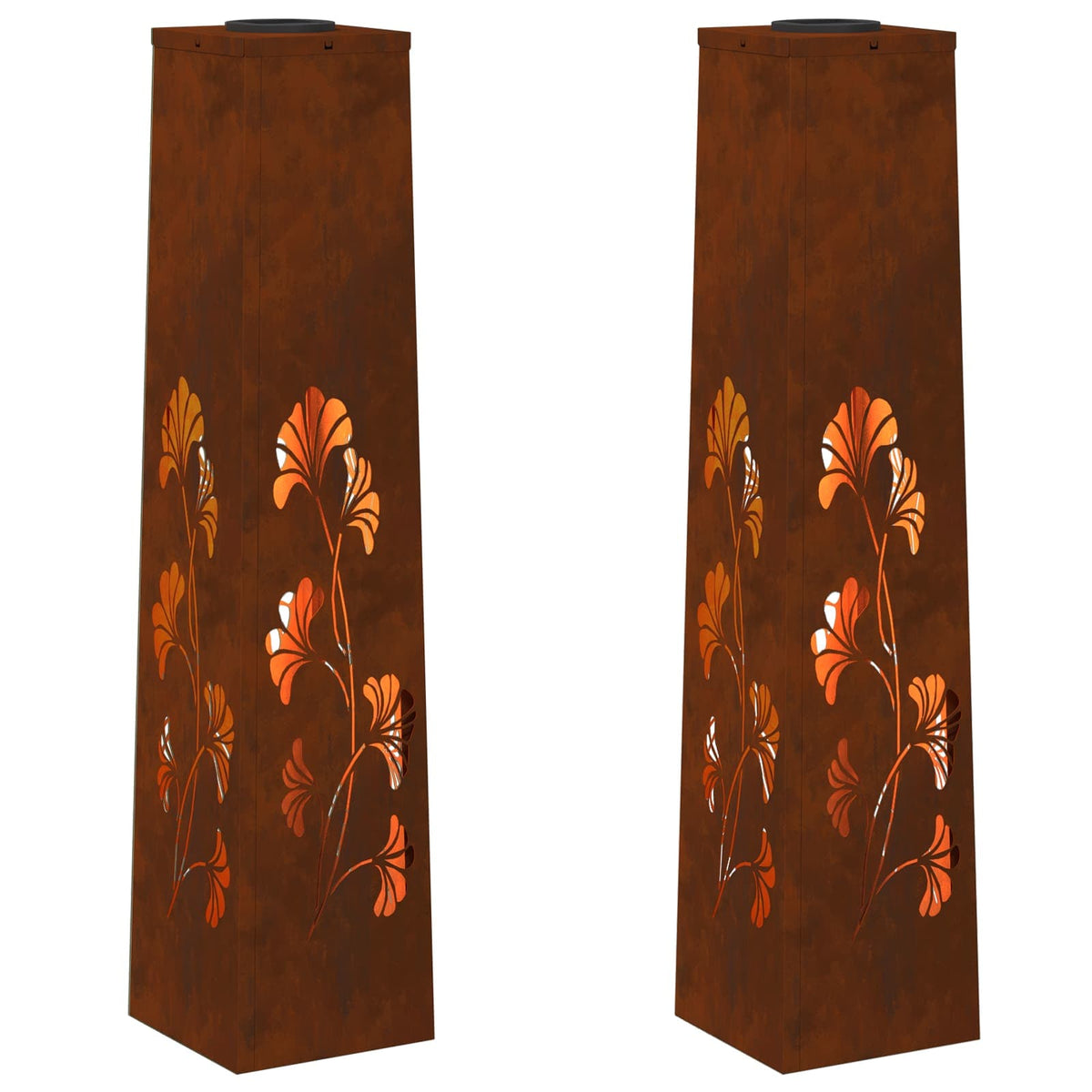 VidaXL éclairage de chemin à LED solaire 2 pcs acier corten rouillé