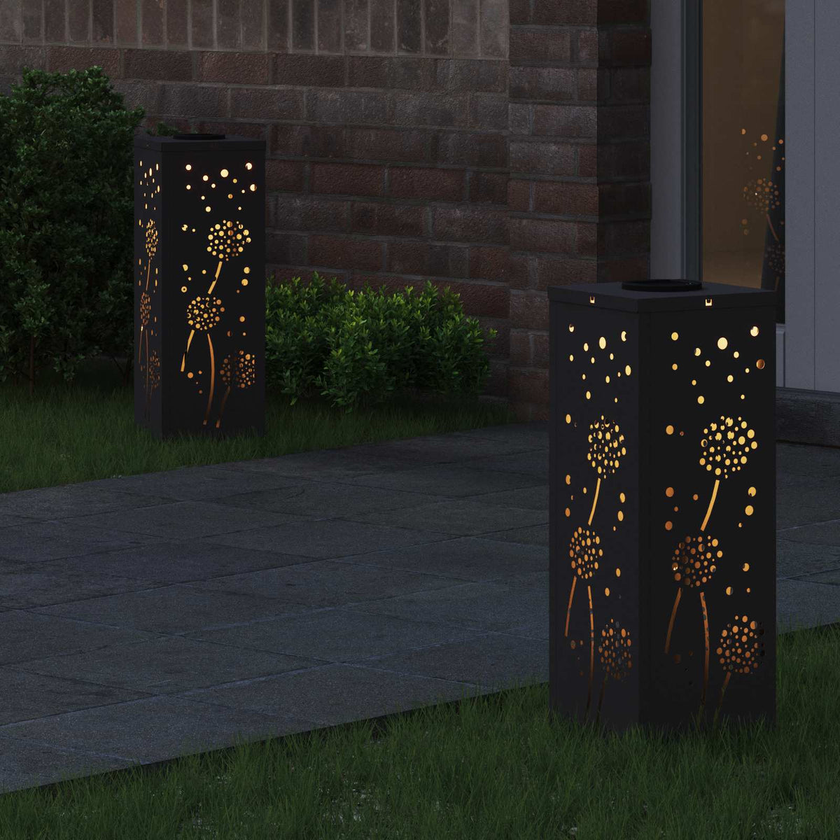 VidaXL éclairage de chemin LED solaire 2 pcs acier laminé à froid noir