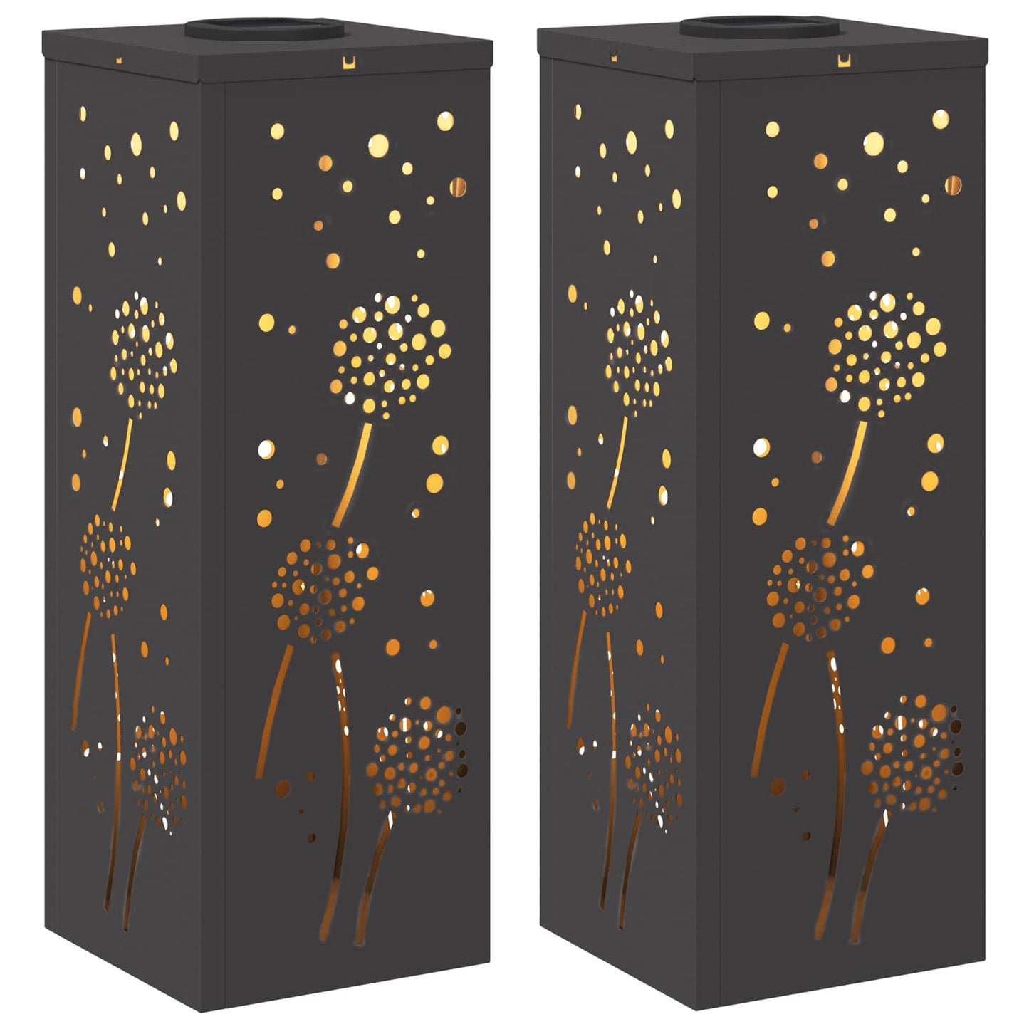 VidaXL éclairage de chemin LED solaire 2 pcs acier laminé à froid noir