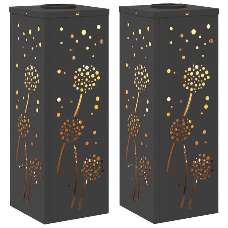VidaXL éclairage de chemin LED solaire 2 pcs acier laminé à froid noir