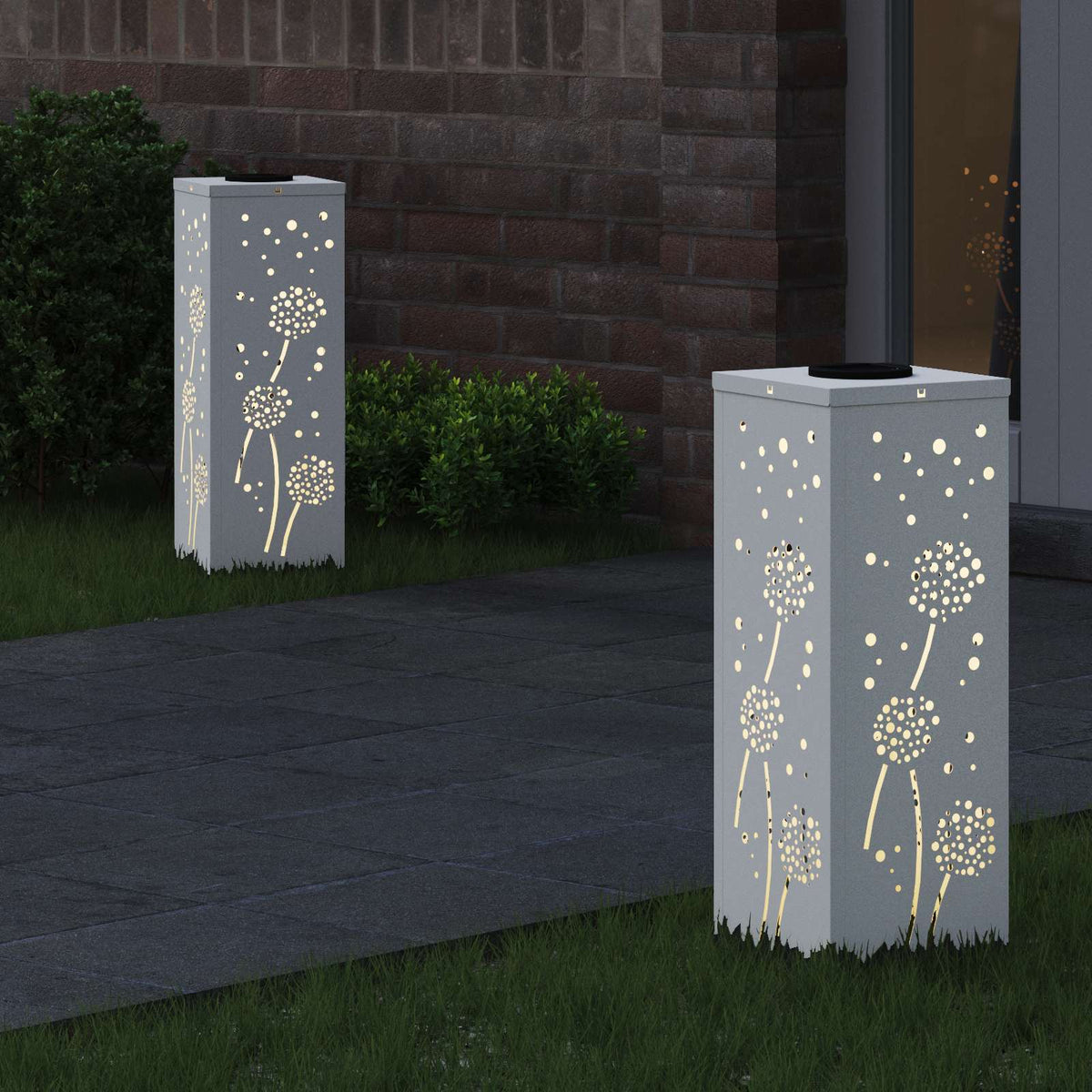 VidaXL éclairage de chemin à LED solaire 2 pcs acier laminé à froid blanc