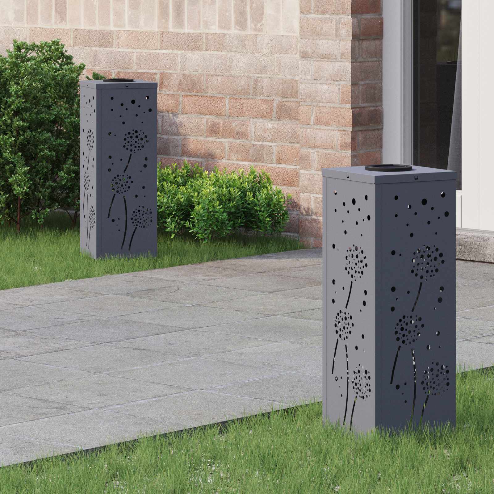 VidaXL éclairage de chemin à LED solaire 2 pcs acier laminé à froid anthracite