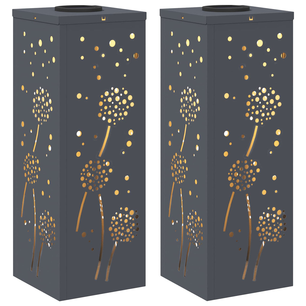 VidaXL éclairage de chemin à LED solaire 2 pcs acier laminé à froid anthracite