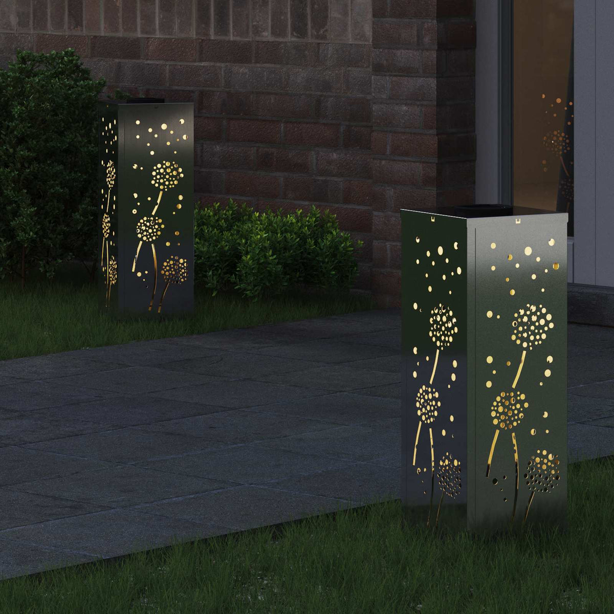VidaXL éclairage de chemin LED solaire 2 pcs acier galvanisé argent
